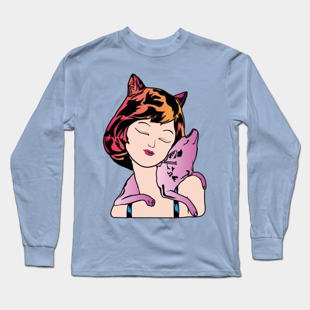 Cute Girl with Dog Long Sleeve T-Shirt by SVGdreamcollection